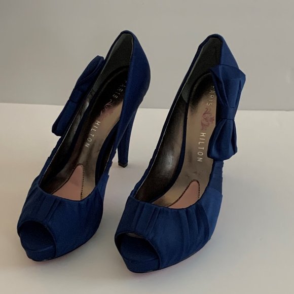 Paris Hilton Open Toe Blue Platform Heels Size 8.5 - Picture 7 of 8